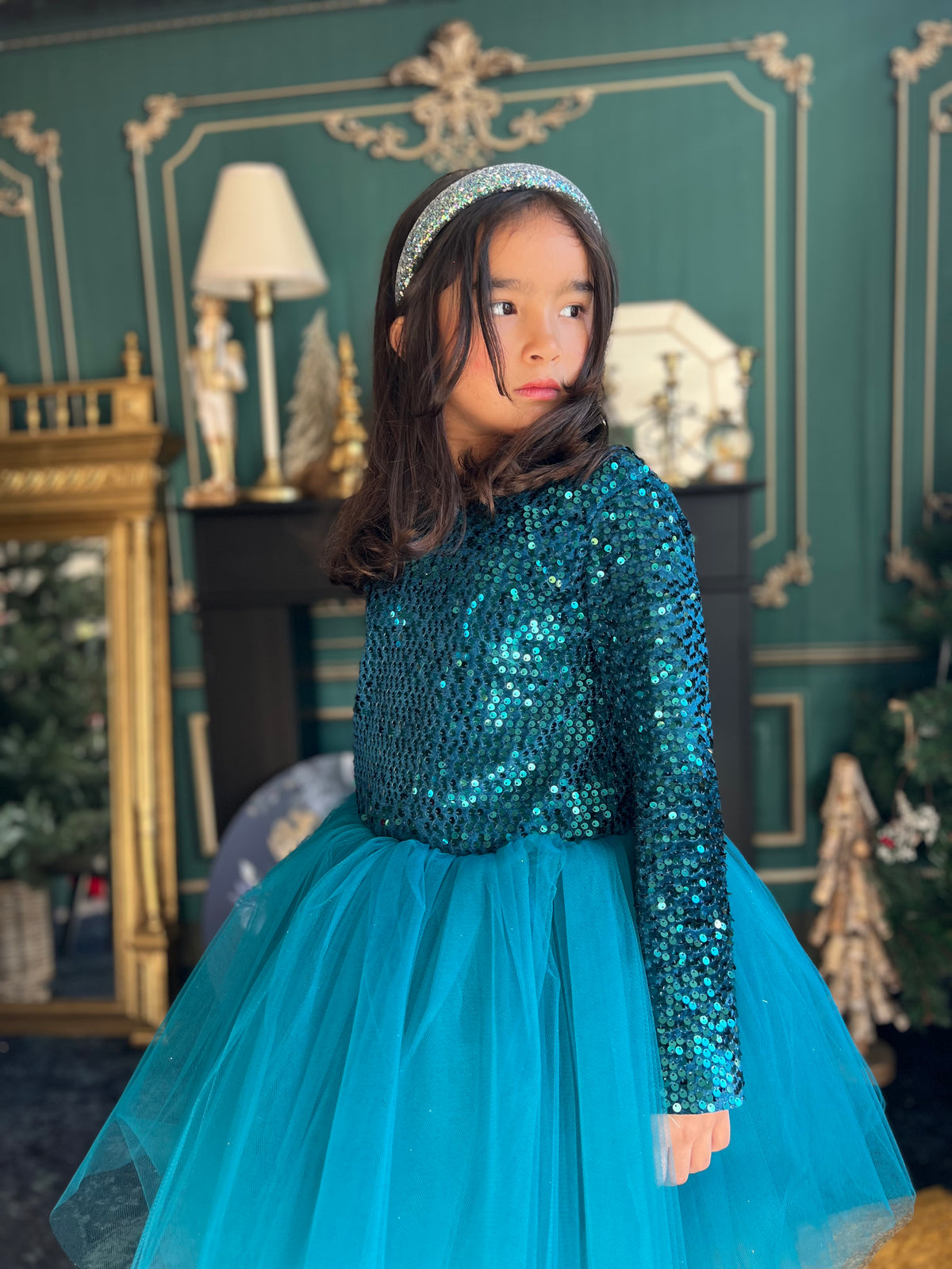 Robe sequin bleu canard et tutu