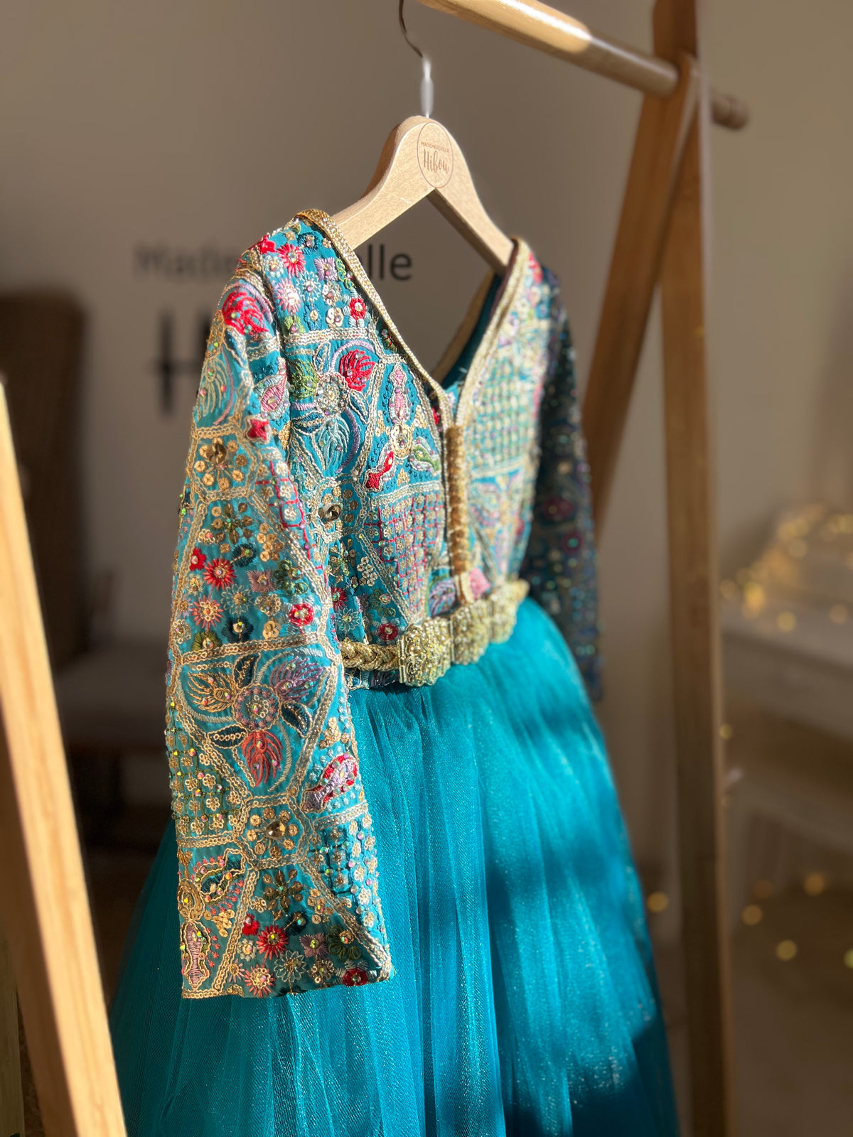 Caftan bleu canard