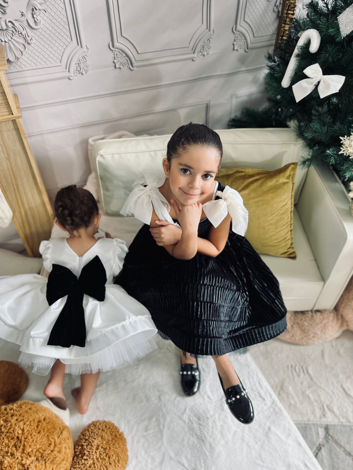 Robe blanche noeud couleur personnalisable