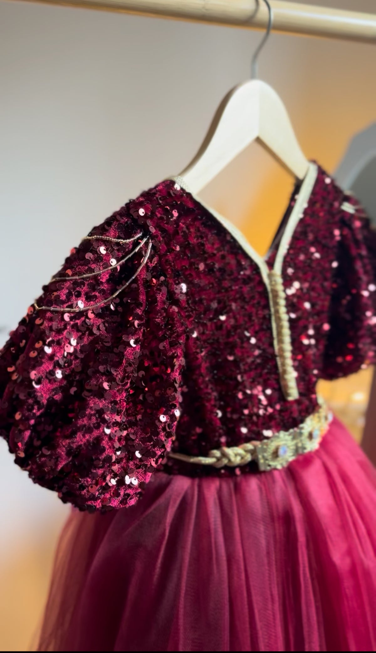 Caftan sequin bordeaux