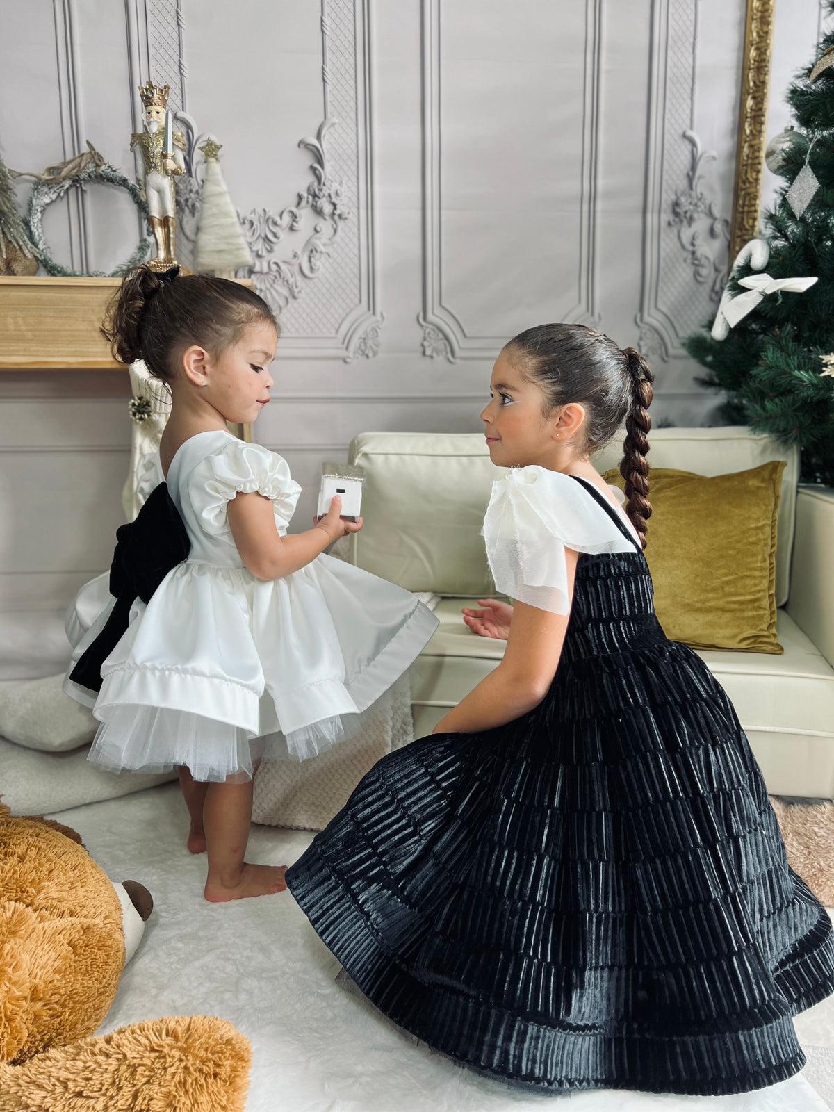 Robe blanche noeud couleur personnalisable
