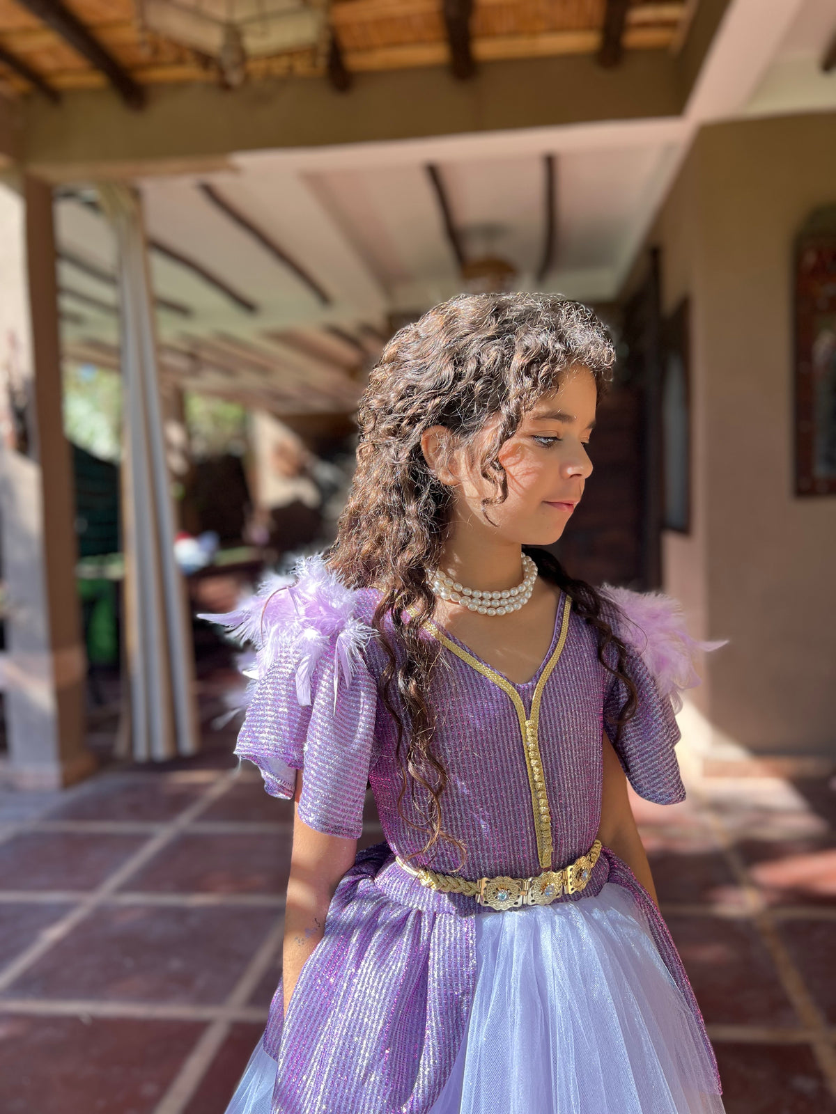 Caftan Lilas jersey lamé