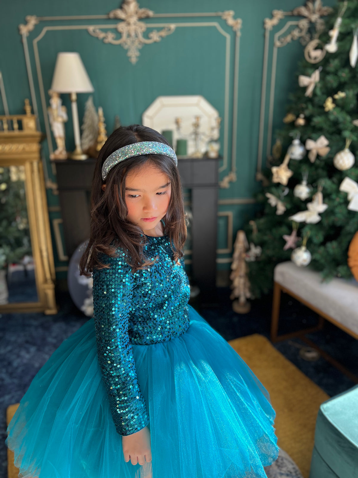 Robe sequin bleu canard et tutu