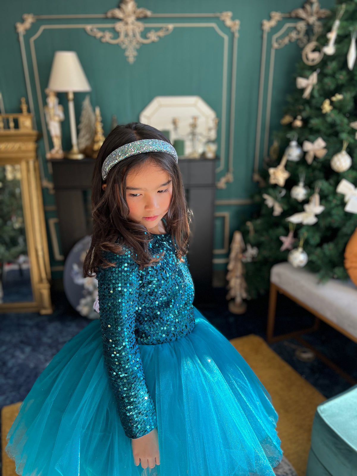 Robe sequin bleu canard et tutu