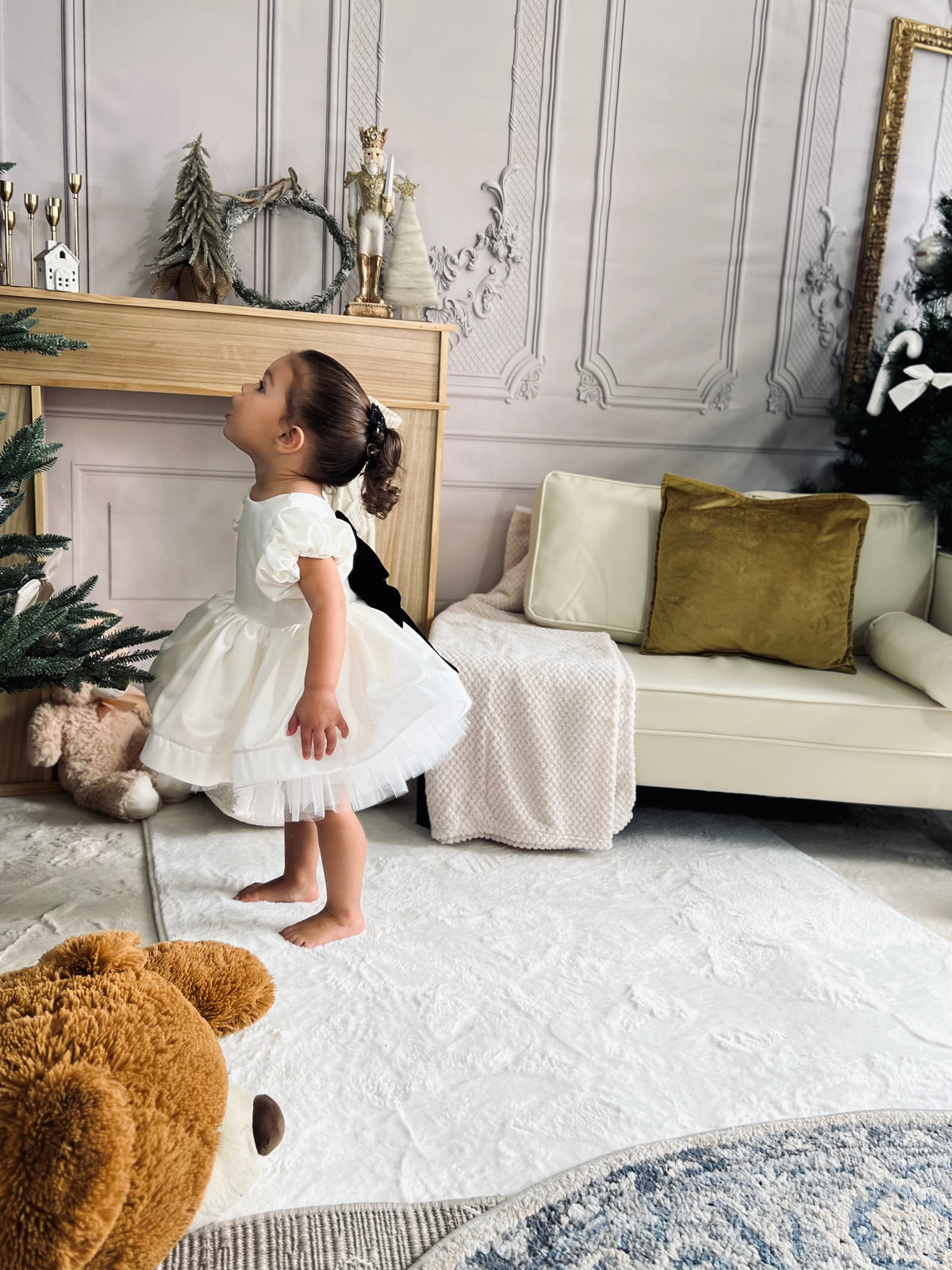 Robe blanche noeud couleur personnalisable