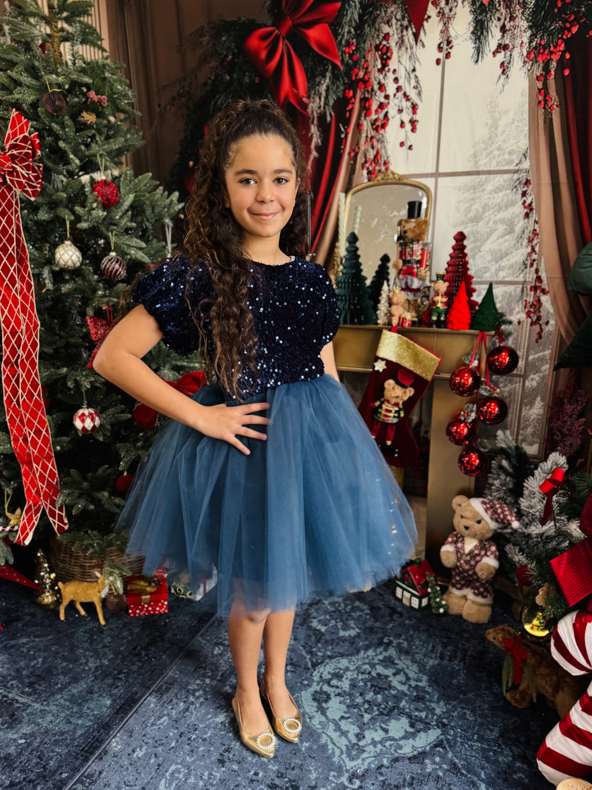 Robe sequin bleu nuit et tutu
