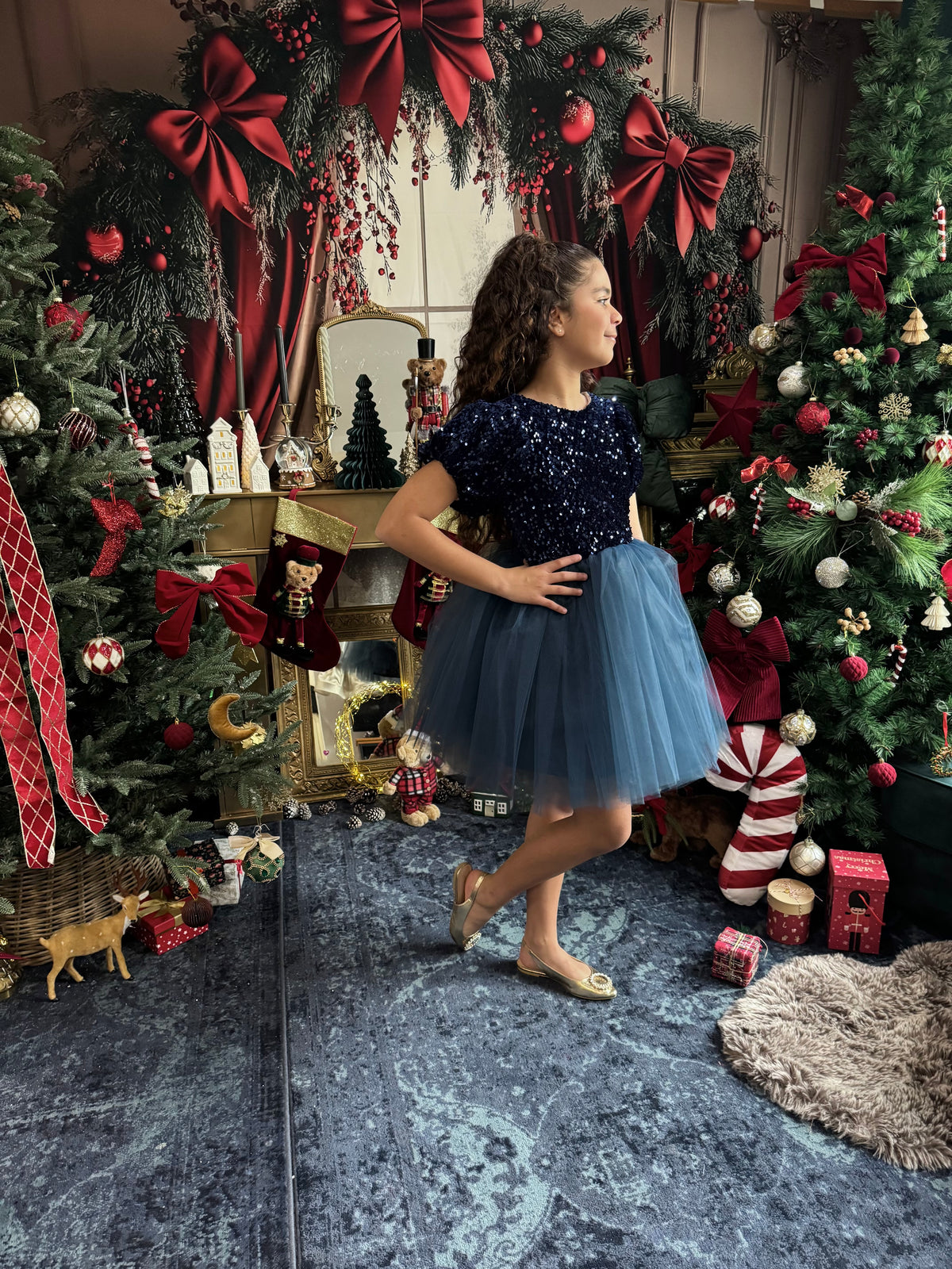 Robe sequin bleu nuit et tutu