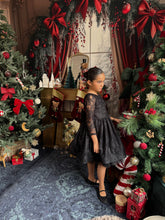 Charger l&#39;image dans la galerie, Robe dentelle noire et noeud velours