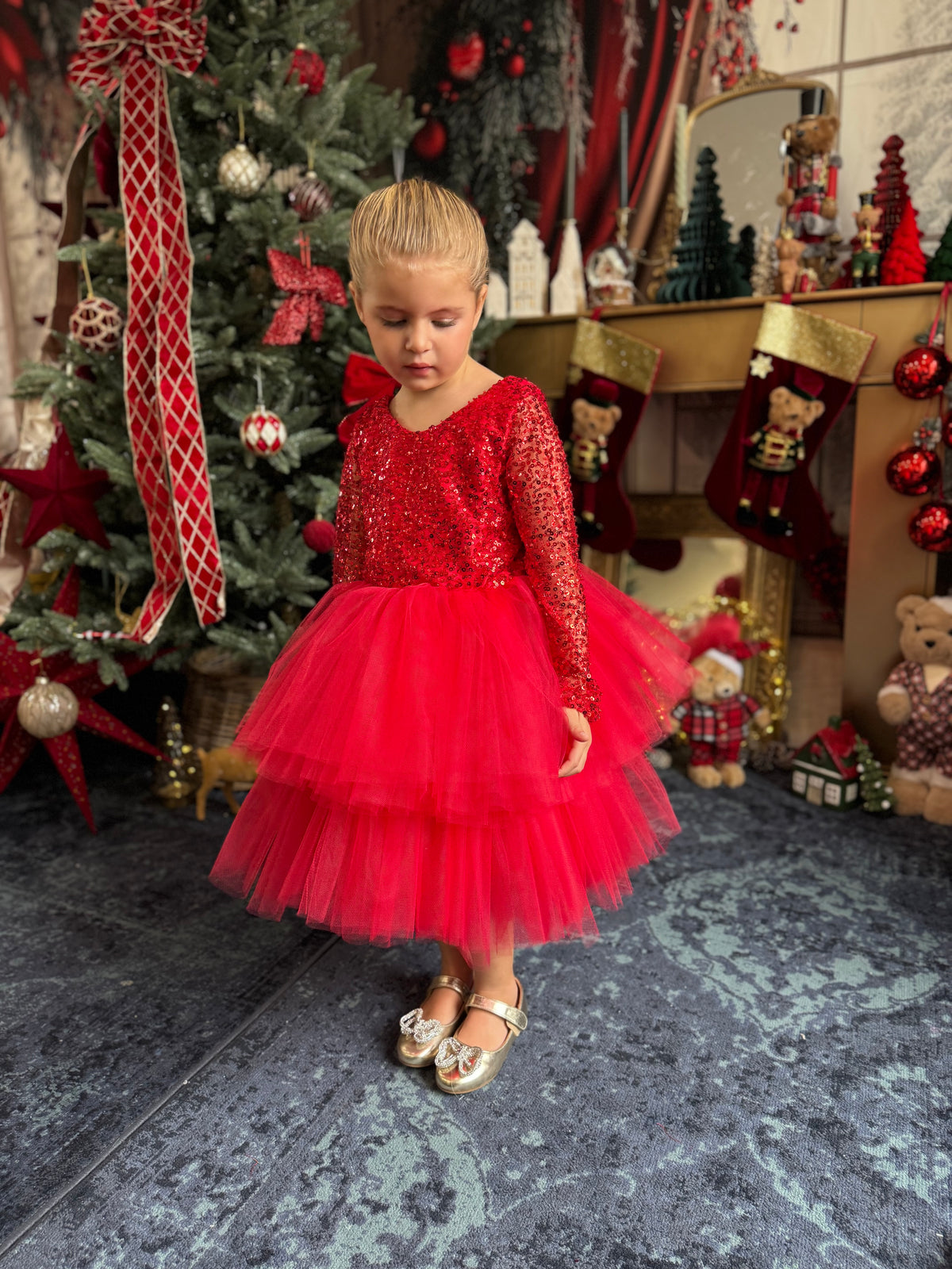 Robe rouge tulle perlé et tutu