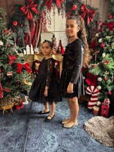 Charger l&#39;image dans la galerie, Robe dentelle noire et noeud velours