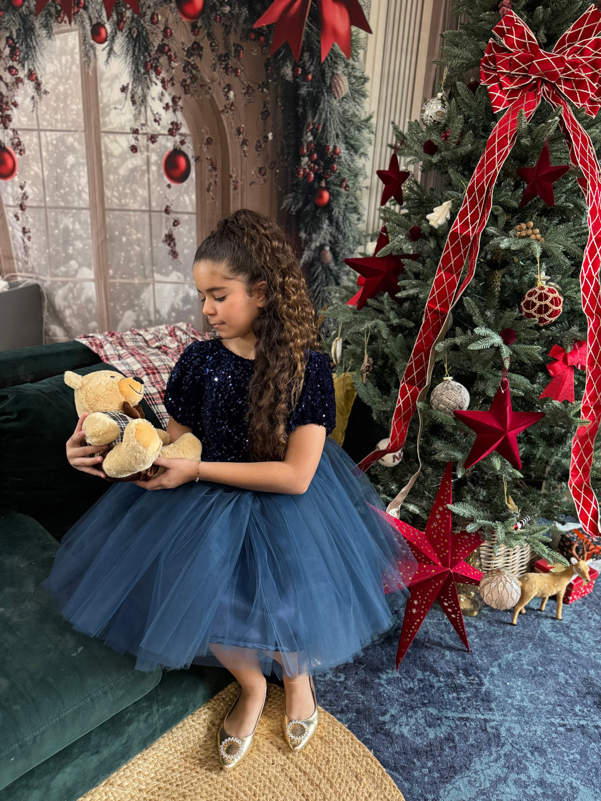Robe sequin bleu nuit et tutu