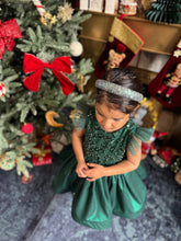 Charger l&#39;image dans la galerie, Robe émeraude tulle perlé