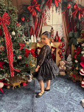 Charger l&#39;image dans la galerie, Robe dentelle noire et noeud velours