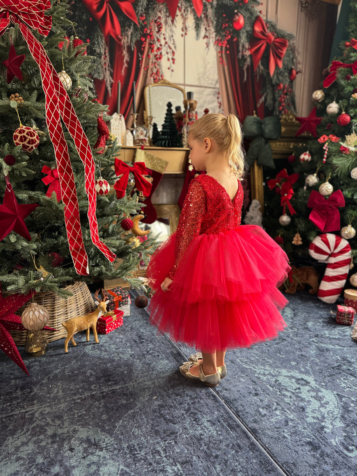 Robe rouge tulle perlé et tutu