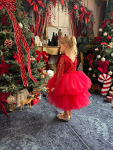 Charger l&#39;image dans la galerie, Robe rouge tulle perlé et tutu