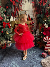 Charger l&#39;image dans la galerie, Robe rouge tulle perlé et tutu