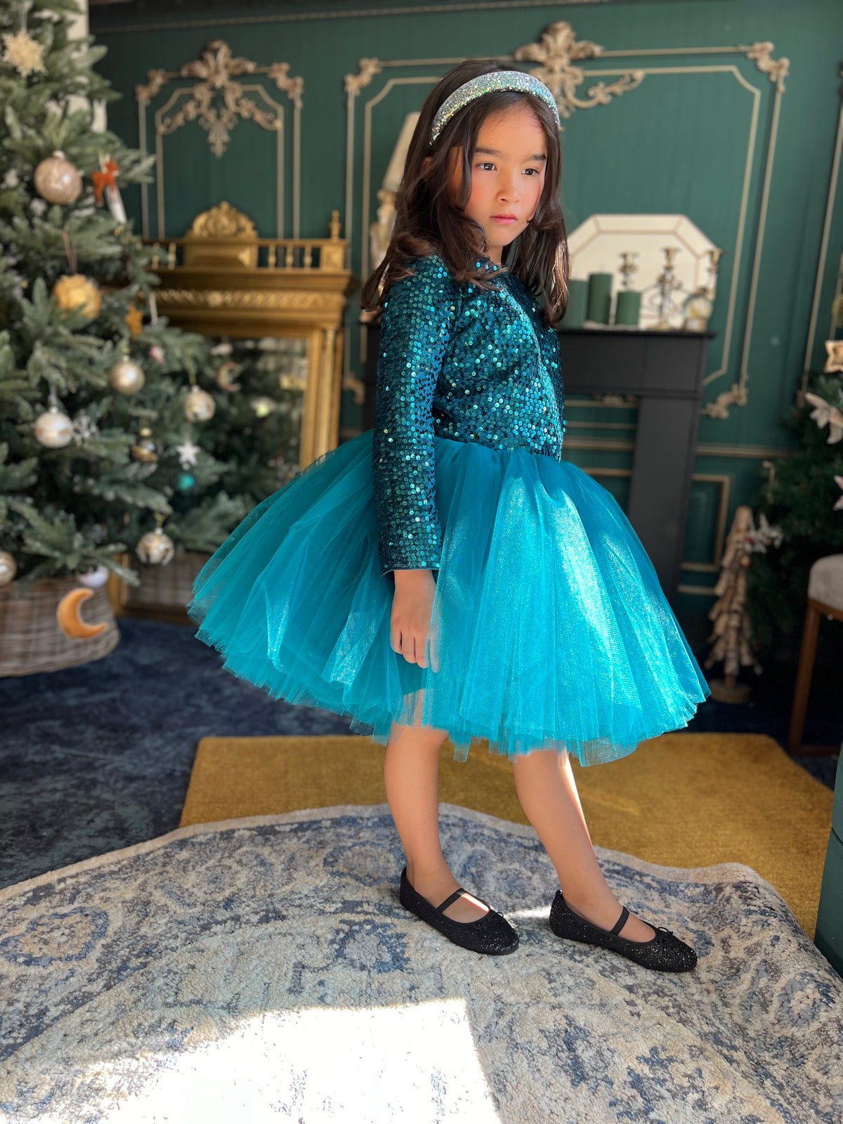 Robe sequin bleu canard et tutu