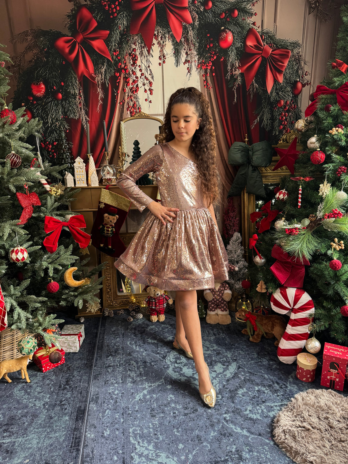 Robe en sequin vieux rose