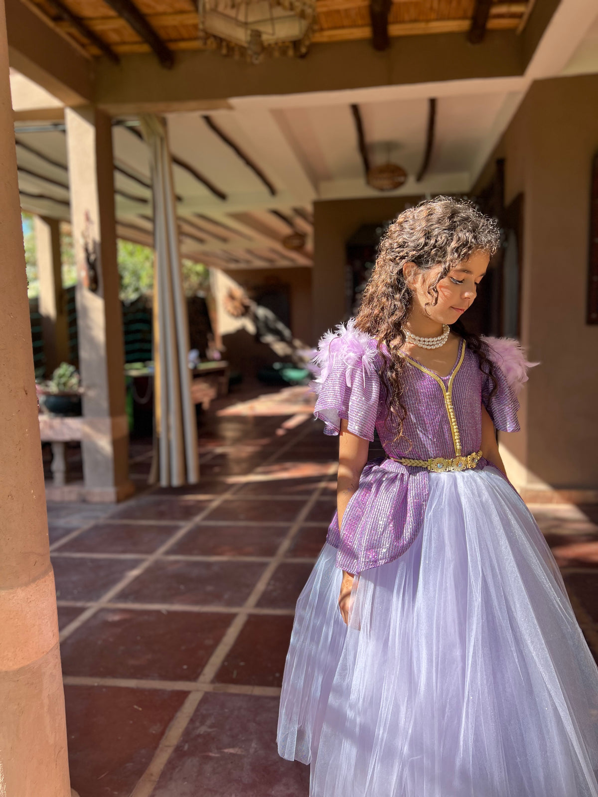 Caftan Lilas jersey lamé
