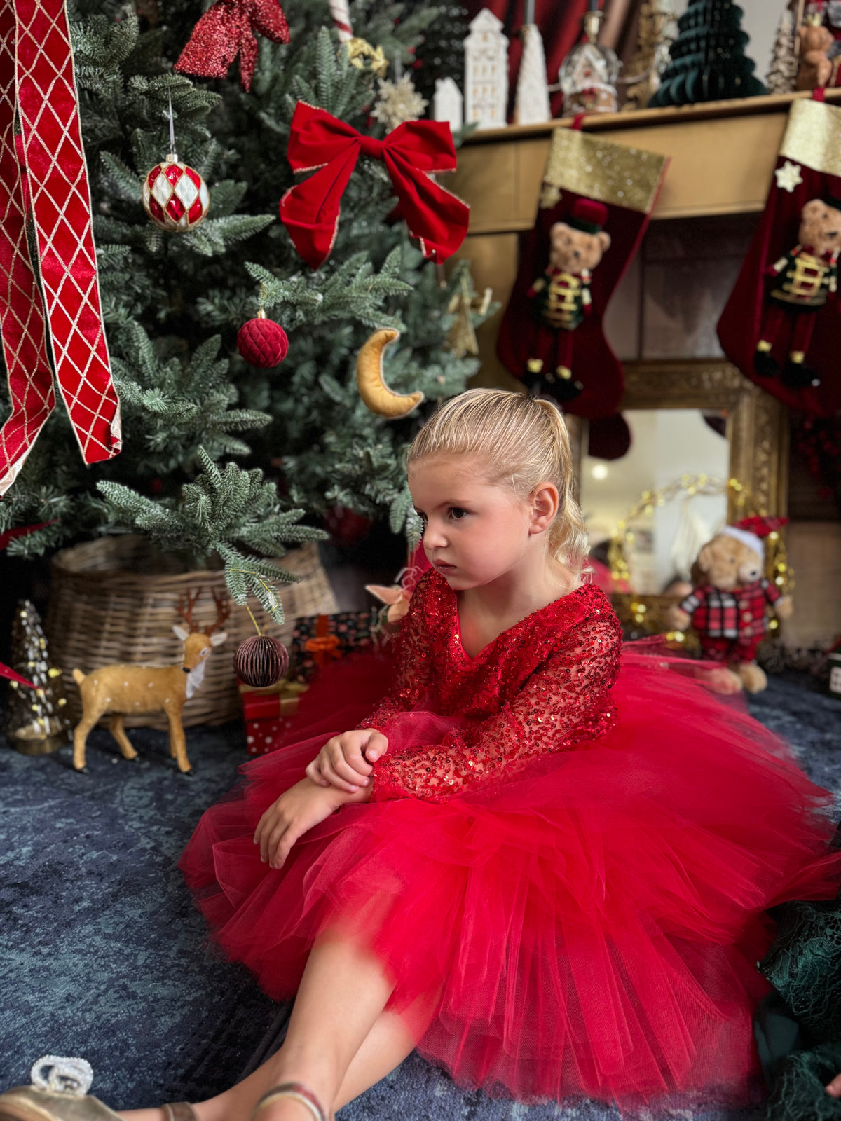 Robe rouge tulle perlé et tutu