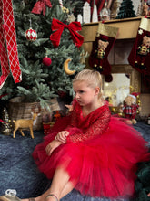 Charger l&#39;image dans la galerie, Robe rouge tulle perlé et tutu