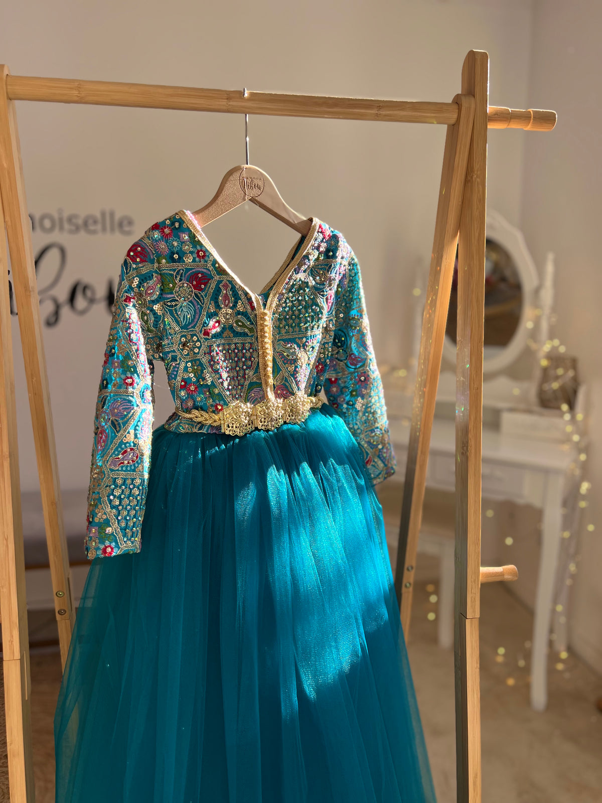Caftan bleu canard