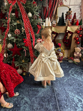 Charger l&#39;image dans la galerie, Robe velours rouge sequin et manches ballon en organza