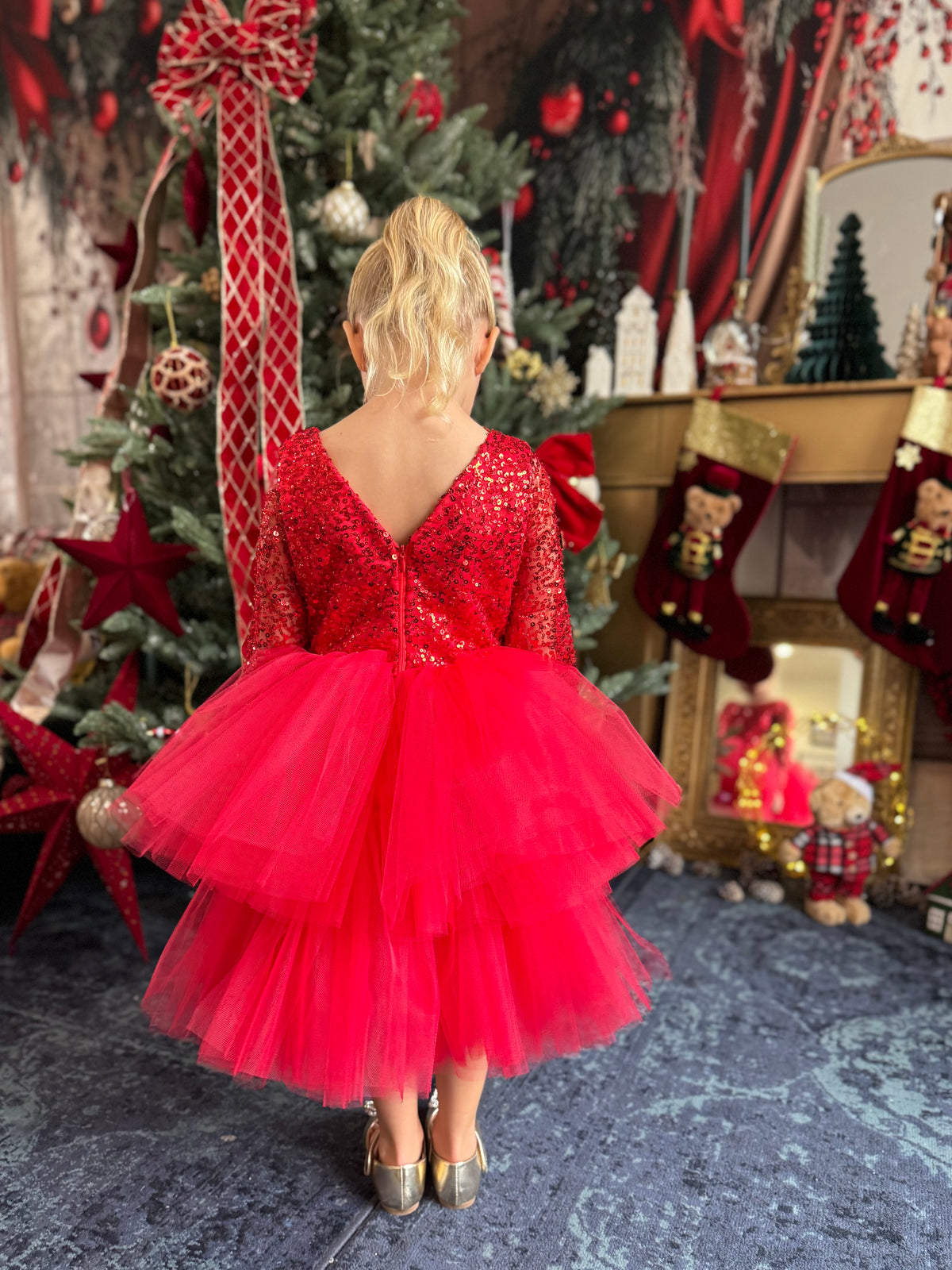 Robe rouge tulle perlé et tutu