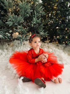 Duo robe enfant et poupée rouge